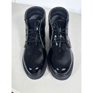 Bates Lites Womens Black High Gloss Patent Leather Chukka Boots Uniform Shoes